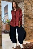 Zeta Otto Brushed Cotton Plaid Shirt Red Black